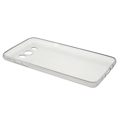 Samsung Galaxy J7 2016 (J710) skaidrus (permatomas) kieto silikono TPU ploniausias pasaulyje pilkas dėklas / Priedai.lt