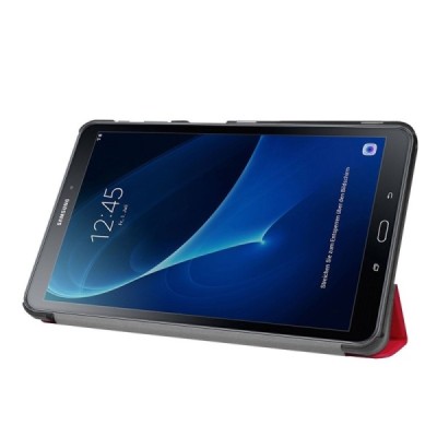 Samsung Galaxy Tab A 10.1 2016 (T580, T585) atverčiamas raudonas odinis dėklas - knygutė / Priedai.lt