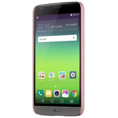 LG G5 (H850) rožinis plastikinis dėklas + Nillkin ekrano plėvelė / Priedai.lt