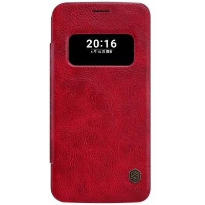 Prabangus „Nillkin“ Qin serijos raudonas odinis atverčiamas LG G5 (H850) dėklas / Priedai.lt