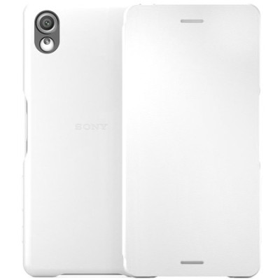 Oficialius Sony Xperia X Style Cover Flip baltas atverčiamas dėklas SCR52 / Priedai.lt