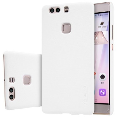 Huawei P9 Plus Nillkin Frosted Shield baltas plastikinis dėklas + apsauginė ekrano plėvelė / Priedai.lt