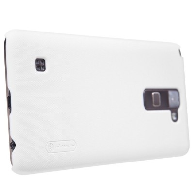 LG Stylus 2 (K520) Nillkin Frosted Shield baltas plastikinis dėklas + apsauginė ekrano plėvelė / Priedai.lt