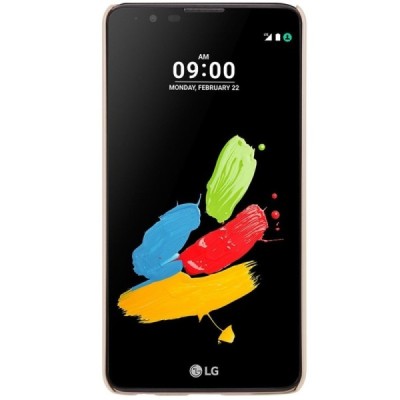 LG Stylus 2 (K520) Nillkin Frosted Shield auksinis plastikinis dėklas + apsauginė ekrano plėvelė / Priedai.lt