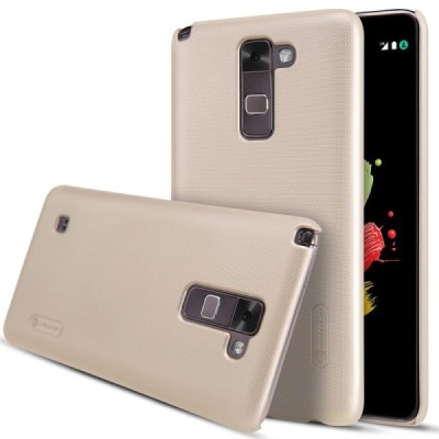 LG Stylus 2 (K520) Nillkin Frosted Shield auksinis plastikinis dėklas + apsauginė ekrano plėvelė / Priedai.lt