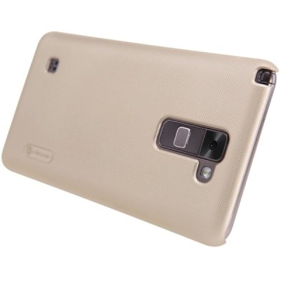 LG Stylus 2 (K520) Nillkin Frosted Shield auksinis plastikinis dėklas + apsauginė ekrano plėvelė / Priedai.lt