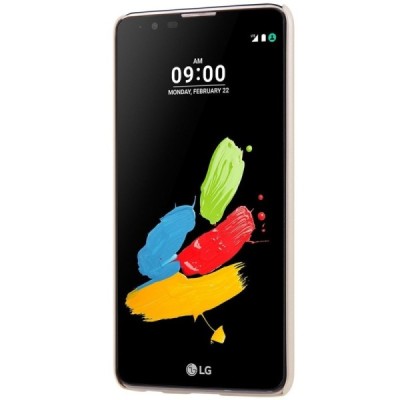 LG Stylus 2 (K520) Nillkin Frosted Shield auksinis plastikinis dėklas + apsauginė ekrano plėvelė / Priedai.lt