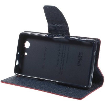 Sony Xperia Z3 Compact Mercury raudonas atverčiamas dėklas - piniginė / Priedai.lt
