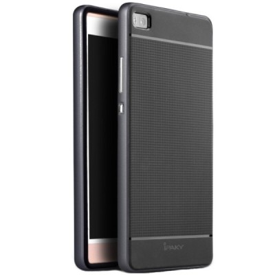 Huawei P8 „IPAKY“ kieto silikono TPU juodas (juodais apvadais) dėklas - nugarėlė / Priedai.lt