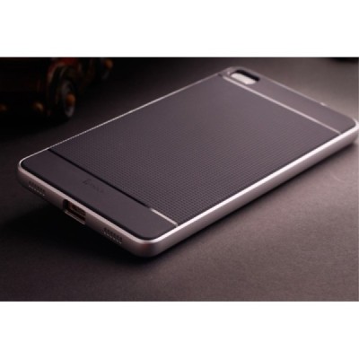 Huawei P8 „IPAKY“ kieto silikono TPU juodas (sidabriniais apvadais) dėklas - nugarėlė / Priedai.lt