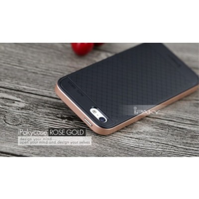 Apple iPhone SE, Apple iPhone 5 ir Apple iPhone 5S „IPAKY“ kieto silikono TPU juodas (rožiniais apvadais) dėklas - nugarėlė / Pr