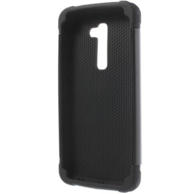 Sustiprintos apsaugos LG G2 D802 juodas kieto silikono (TPU) ir plastiko dėklas / Priedai.lt