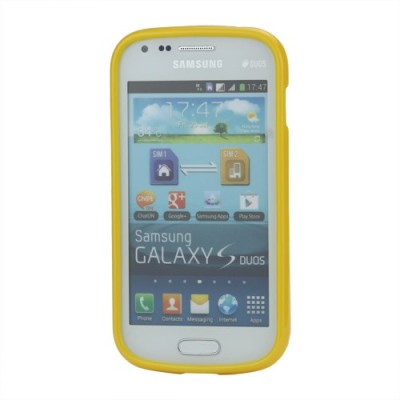 Geltonas silikoninis TPU Samsung Galaxy S Duos S7562 (Samsung Galaxy Trend S7560) dėklas (dėkliukas) / Priedai.lt