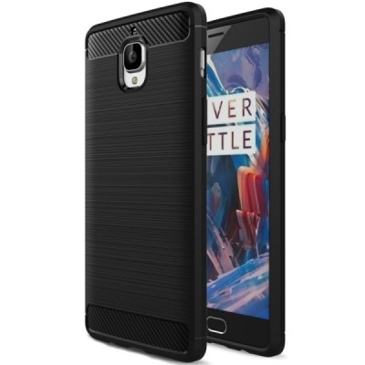 OnePlus 3 (OnePlus Three) „Carbon“ kieto silikono TPU juodas dėklas - nugarėlė / Priedai.lt