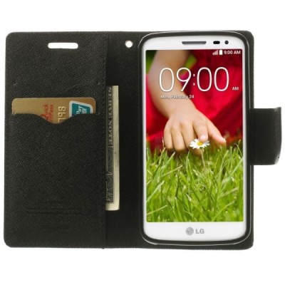 LG G2 mini (D620, D618) Mercury juodas atverčiamas dėklas - piniginė / Priedai.lt