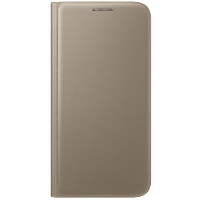 Samsung Galaxy S7 (G930) originalus Flip Wallet Cover atverčiamas auksinis odinis dėklas - piniginė / Priedai.lt