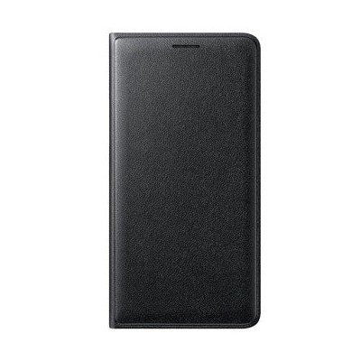Samsung Galaxy J1 2016 (J120) originalus Flip Wallet Cover atverčiamas juodas odinis dėklas - piniginė / Priedai.lt