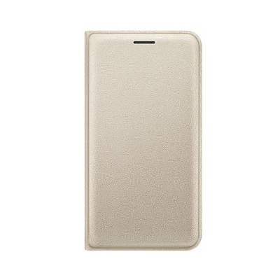 Samsung Galaxy J1 2016 (J120) originalus Flip Wallet Cover atverčiamas auksinis odinis dėklas - piniginė / Priedai.lt