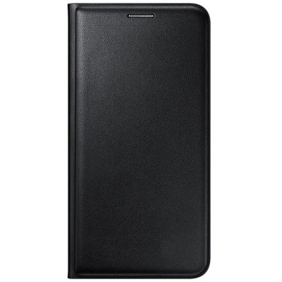 Samsung Galaxy J5 2016 (J510) originalus Flip Wallet Cover atverčiamas juodas odinis dėklas - piniginė / Priedai.lt