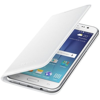 Samsung Galaxy J5 2016 (J510) originalus Flip Wallet Cover atverčiamas baltas odinis dėklas - piniginė / Priedai.lt