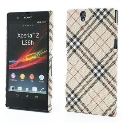 „Burberry“ stiliaus Sony Xperia Z šviesiai rudas dėklas / Priedai.lt