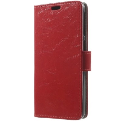 HTC Desire 628 atverčiamas raudonas odinis dėklas - piniginė / Priedai.lt