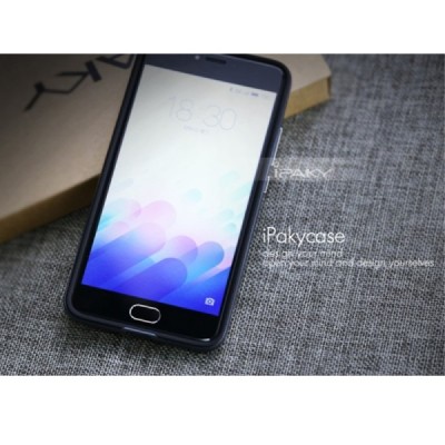 Meizu m3 note „IPAKY“ kieto silikono TPU juodas (pilkais apvadais) dėklas - nugarėlė / Priedai.lt