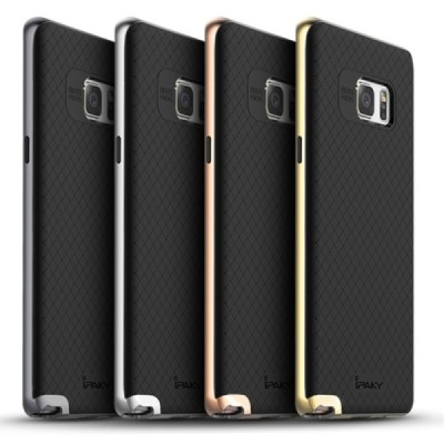 Samsung Galaxy Note 7 (N930) „IPAKY“ kieto silikono TPU juodas (sidabriniais apvadais) dėklas - nugarėlė / Priedai.lt