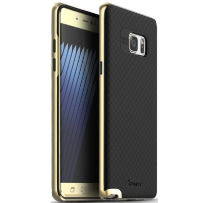 Samsung Galaxy Note 7 (N930) „IPAKY“ kieto silikono TPU juodas (auksiniais apvadais) dėklas - nugarėlė / Priedai.lt