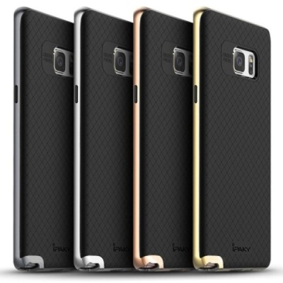 Samsung Galaxy Note 7 (N930) „IPAKY“ kieto silikono TPU juodas (auksiniais apvadais) dėklas - nugarėlė / Priedai.lt