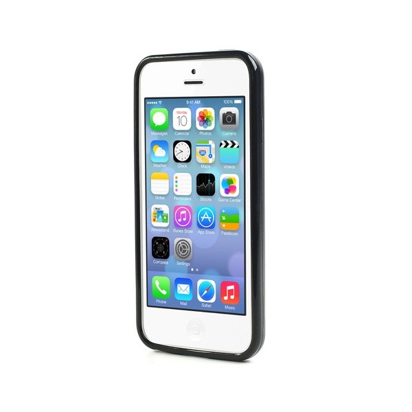 Plastikust kaaned su kõva silikoon rėmu - Läbipaistev/must (iPhone 5C)