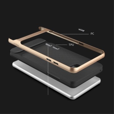 „Rock“ Royce sustiprintos apsaugos Samsung Galaxy Note 7 (N930) juodas aukso spalvos apvadais kieto silikono (TPU) ir plastiko d