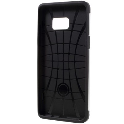 Sustiprintos apsaugos Samsung Galaxy Note 7 (N930) sidabrinis kieto silikono (TPU) ir plastiko dėklas / Priedai.lt