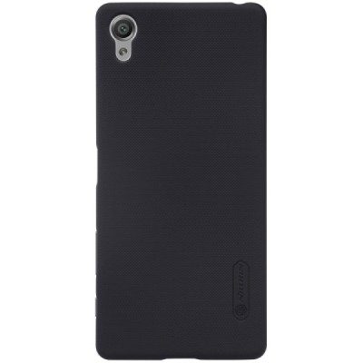 Nillkin Frosted Shield Sony Xperia X (F5121, F5122) juodas plastikinis dėklas + apsauginė ekrano plėvelė / Priedai.lt