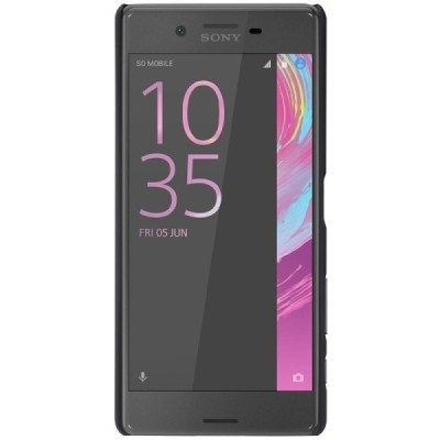 Nillkin Frosted Shield Sony Xperia X (F5121, F5122) juodas plastikinis dėklas + apsauginė ekrano plėvelė / Priedai.lt