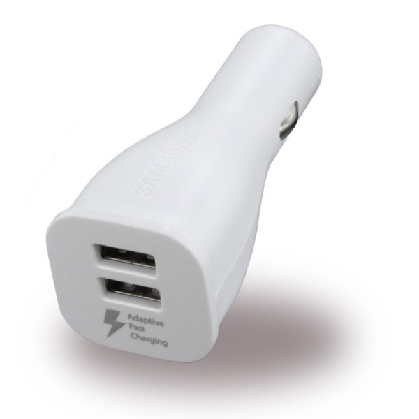 „Samsung“ Adaptive Fast Charging Dual-Port automobilinis įkroviklis - baltas (2000 mA / 1670mA)