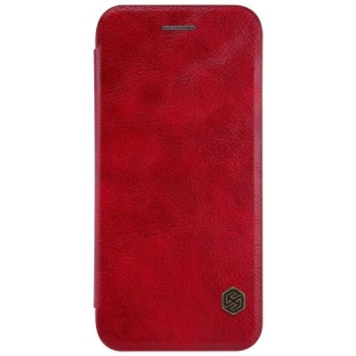 Prabangus „Nillkin“ Qin serijos raudonas odinis atverčiamas Apple iPhone 7 (iPhone 8) dėklas / Priedai.lt