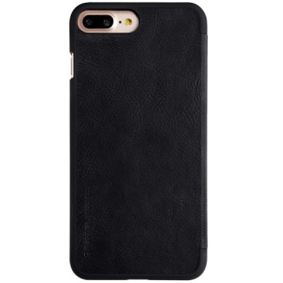 Prabangus „Nillkin“ Qin serijos juodas odinis atverčiamas Apple iPhone 7 Plus (iPhone 8 Plus) dėklas / Priedai.lt