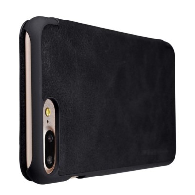 Prabangus „Nillkin“ Qin serijos juodas odinis atverčiamas Apple iPhone 7 Plus (iPhone 8 Plus) dėklas / Priedai.lt