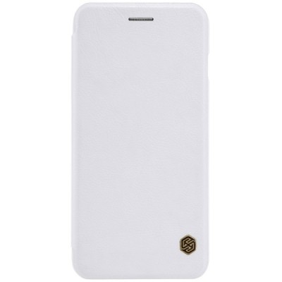 Prabangus „Nillkin“ Qin serijos baltas odinis atverčiamas Apple iPhone 7 Plus (iPhone 8 Plus) dėklas / Priedai.lt