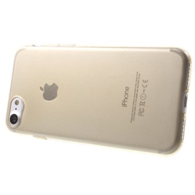 Apple iPhone 7 (iPhone 8) skaidrus (permatomas) šviesiai rudas kieto silikono TPU ploniausias pasaulyje dėklas - nugarėlė / Prie