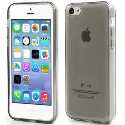 Kieto silikono pilkas/baltas Apple iPhone 5C dėklas (dėkliukas) / Priedai.lt