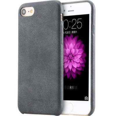 „USAMS“ Slim Leather Bob serijos Apple iPhone 7 Plus (iPhone 8 Plus) juodas odinis dėklas - nugarėlė / Priedai.lt