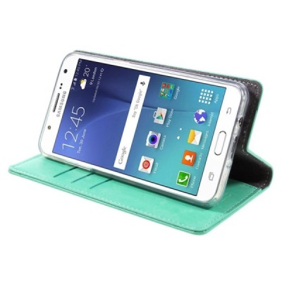 Mercury Blue Moon atverčiamas Samsung Galaxy J5 2016 (J510) mėtinis odinis dėklas - piniginė / Priedai.lt