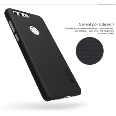 Nillkin Frosted Shield Honor 8 juodas plastikinis dėklas + apsauginė ekrano plėvelė / Priedai.lt
