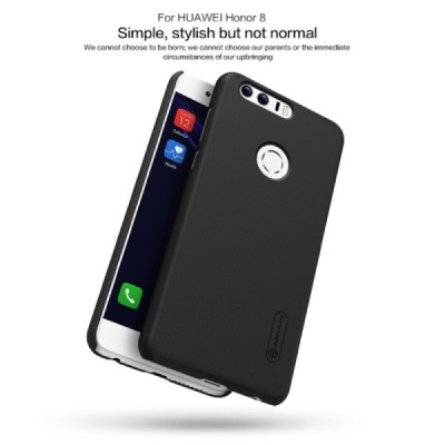 Nillkin Frosted Shield Honor 8 juodas plastikinis dėklas + apsauginė ekrano plėvelė / Priedai.lt