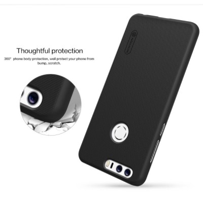 Nillkin Frosted Shield Honor 8 juodas plastikinis dėklas + apsauginė ekrano plėvelė / Priedai.lt