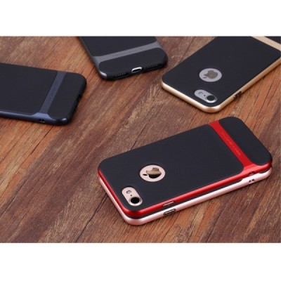 „Rock“ Royce sustiprintos apsaugos Apple iPhone 7 (iPhone 8) juodas pilkos spalvos apvadais kieto silikono (TPU) ir plastiko dėk