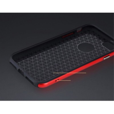 „Rock“ Royce sustiprintos apsaugos Apple iPhone 7 (iPhone 8) juodas raudonos spalvos apvadais kieto silikono (TPU) ir plastiko d
