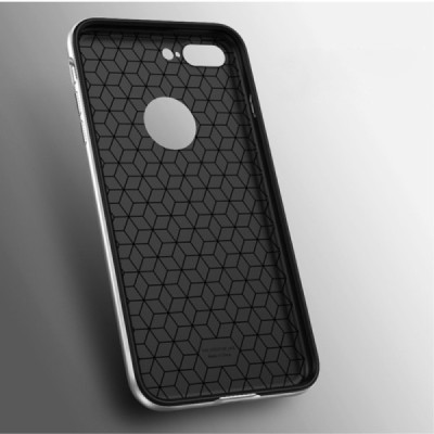 Apple iPhone 7 (iPhone 8) „IPAKY“ kieto silikono TPU juodas (sidabriniais apvadais) dėklas - nugarėlė / Priedai.lt